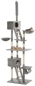 vidaXL Árvore p/ gatos c/ postes arranhadores sisal 230-260cm cinzento