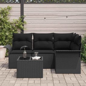 vidaXL Conjunto de Sofá de Jardim 5 pcs Preto vime PE