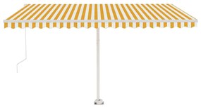 Toldo retrátil manual com LED 400x300 cm amarelo e branco