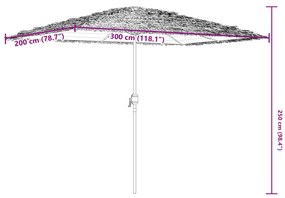 Guarda-sol de jardim com poste de aço 300x200x250 cm branco