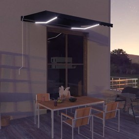 vidaXL Toldo retrátil manual c/ LED 350x250 cm antracite