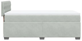 Cama com molas/colchão 90x190 cm veludo cinza-claro