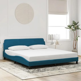 Estrutura de cama c/ cabeceira 180x200 cm veludo azul