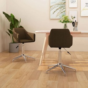 vidaXL Cadeiras de jantar giratórias 2 pcs tecido castanho-escuro