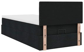 Cama otomana com colchão 100x200 cm tecido preto