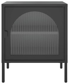Mesas de cabeceira 2 pcs 50x35x60 cm vidro e aço preto