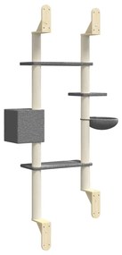 Árvore parede p/ gatos c/ poste arranhador 180 cm cinza-escuro