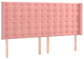 Cama box spring c/ colchão/LED 160x200 cm veludo rosa