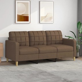 359102 vidaXL Sofá de 3 lugares tecido 180 cm castanho