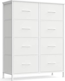 Cómoda com 8 gavetas em tecido 30 x 76,7 x 95,2 cm branco-nuvem e branco-neve