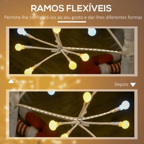 HOMCOM Árvore de Bétula Altura 120cm com 168 Luzes LED IP44 Branco Quente Ramos Flexíveis e Base de Candeeiro Árvore de Decoração de Natal para Festas Aniversários Casamentos 18x18x120cm Branco