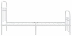 Estrutura de cama com cabeceira e pés 75x190 cm metal branco