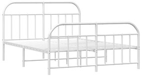 Estrutura de cama com cabeceira e pés 183x213 cm metal branco