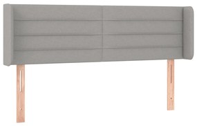 Cabeceira cama c/ luzes LED tecido 147x16x78/88 cm cinza-claro
