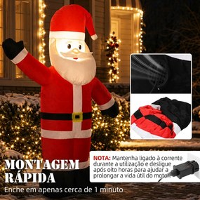 Pai Natal Insuflável de Natal 150 cm com Acabamento Aveludado e Saco de Arrumação, Decoração de Exterior