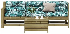 vidaXL 4 pcs conjunto lounge de jardim c/ almofadões pinho impregnado