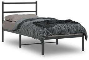 355357 vidaXL Estrutura de cama com cabeceira 90x190 cm metal preto