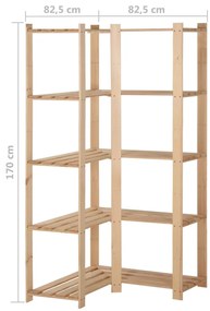Unidade arrumação canto c/ 5 prateleiras 82,5x82,5x170 cm pinho