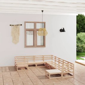 vidaXL 10 pcs conjunto lounge de jardim pinho maciço