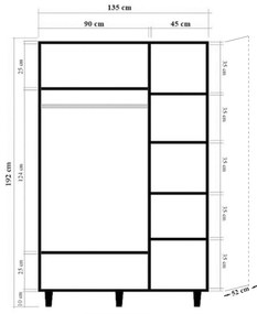 Roupeiro Mode – Carvalho Sonoma – 135x192x52 cm
