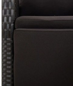 3 pcs conjunto de jantar p/ jardim vime PE/acácia maciça preto