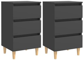 vidaXL Mesas de cabeceira pernas de madeira 2pcs 40x35x69cm cinzento
