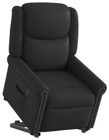 vidaXL Poltrona reclinável elevatória elétrica couro artificial preto