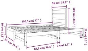 Estrutura sofá-cama de puxar 2x(90x190) cm pinho maciço
