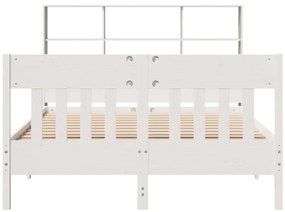 Cama sem colchão 160x200 cm madeira de pinho maciça branco
