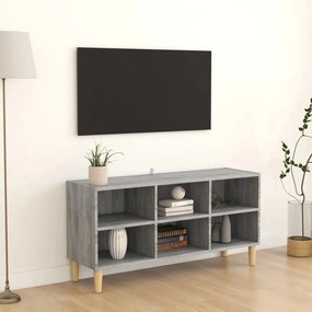 vidaXL Móvel de TV pernas madeira maciça 103,5x30x50cm sonoma cinzento