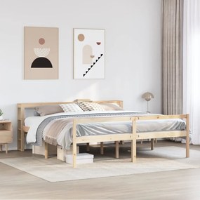 vidaXL Cama para idosos com cabeceira 180x200 cm pinho maciço