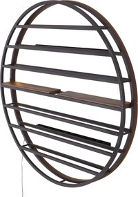 Candeeiro de Parede Moderno Preto com Madeira Redonda Incl. LED - Wine Rack