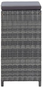 7 pcs conjunto bar para jardim c/ almofadões vime PE cinzento