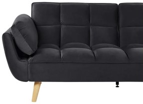 Sofá-cama em veludo preto ASBY Beliani