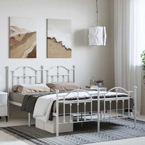 vidaXL Estrutura de cama com cabeceira e pés 150x200 cm metal branco