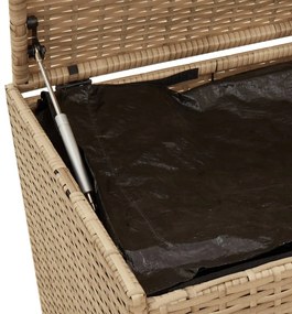 Caixa de arrumação para jardim 190L vime PE bege misturado