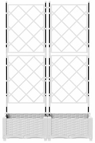 Jardineira com Treliça 2 pcs Branca 80x40x125,5 cm