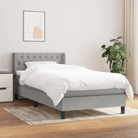 vidaXL Cama com molas/colchão 90x190 cm tecido cinzento-claro