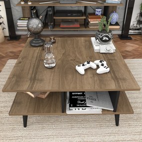 Mesa de Centro Akya – Preto Nogal – 89x89x44 cm