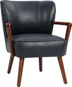 HOMCOM Poltrona de destaque, assento largo, aparência de couro, estrutura de madeira, até 120 kg, 67x77x80 cm, Preto | Aosom Portugal