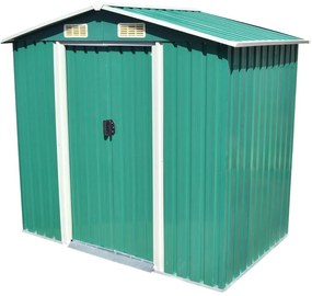 Abrigo de jardim metal verde 204x132x186 cm