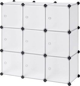 Guarda Roupa Modular Armário de plástico com 9 cubos 93 x 31 x 93 cm Branco