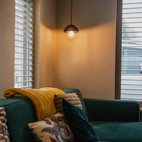 Candeeiro de suspensão retro preto com vidro transparente 20 cm - Eclipse