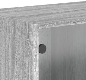 Armário parede c/ porta vidro 2 pcs 68,5x37x35 cm cinza sonoma