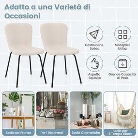 Conjunto de 2 cadeiras de jantar, cadeiras de cozinha estofadas com encosto, 48,5 x 57 x 85 cm, bege