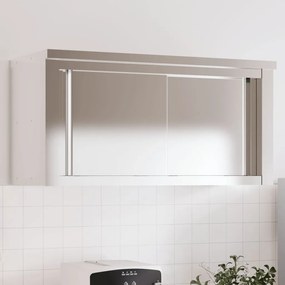vidaXL Armário de parede p/ cozinha c/ portas de correr aço inoxidável