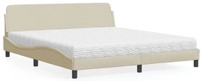 Cama com colchão 180x200 cm tecido cor creme