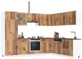 vidaXL 14 peças armário de cozinha conjunto Kalmar madeira velha