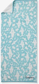 Toalha de praia/de banho personalizável, com algodão reciclado azul estampado