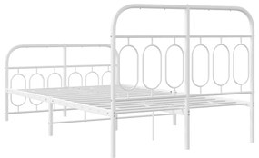 Estrutura de cama com cabeceira e pés 120x200 cm metal branco